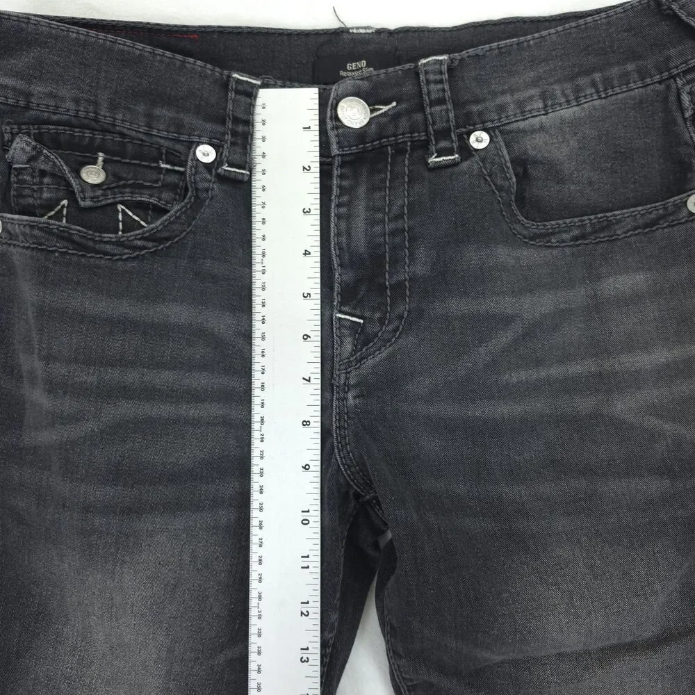 True Religion Jeans Mens 32x29 Geno Relaxed Slim Black Pocket Flap Denim Pants